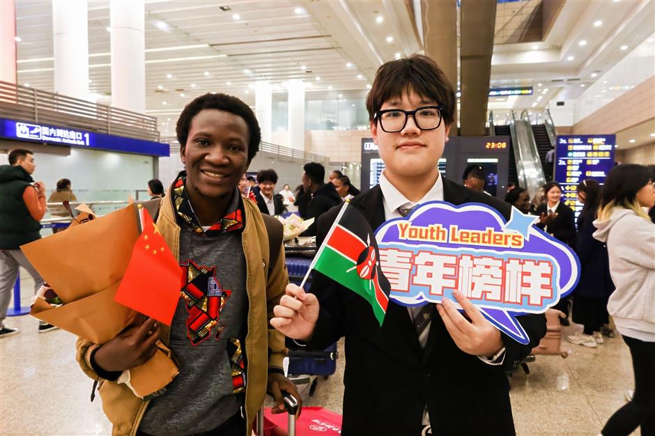 Students from Kenya and Mongolia exchange views with local peers